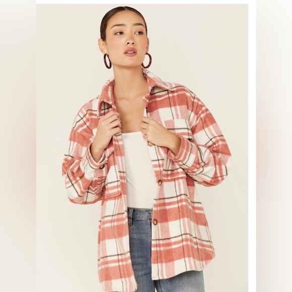 Saints & Hearts plaid oversized Shacket - Picture 1 of 10